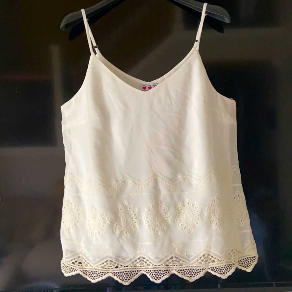 DRESSY IVORY EYELET EMBROIDERY CAMISOLE TOP